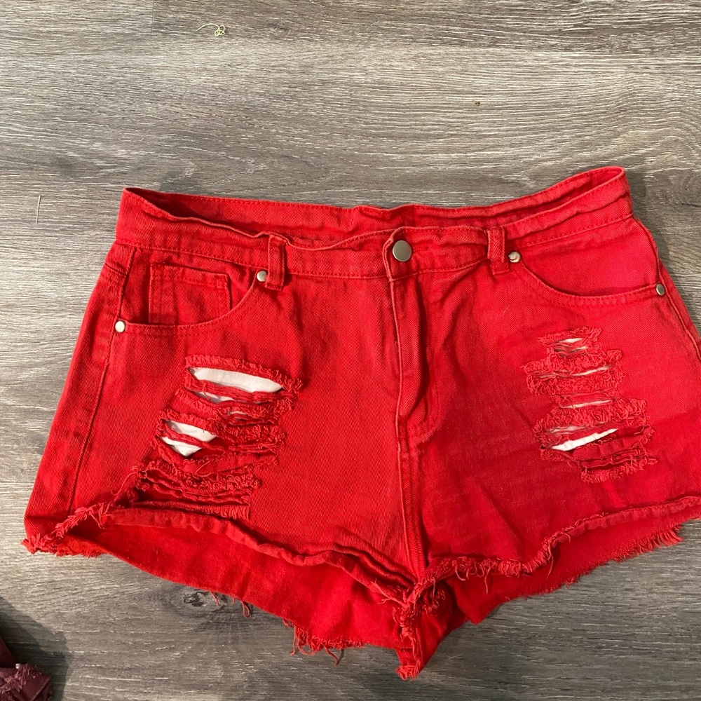 High waisted denim shorts